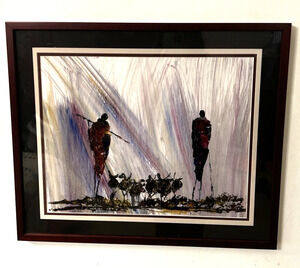 Maasai Herders Art Print 23" x 19" African Pastoralist Home Decor Office Den